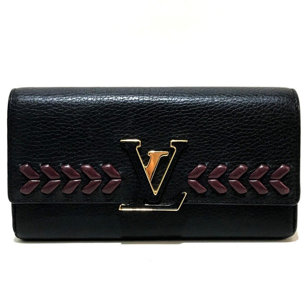 LOUIS VUITTON Taurillon Clemence Portefeuille-Capsine Long Wallet Folded wallet